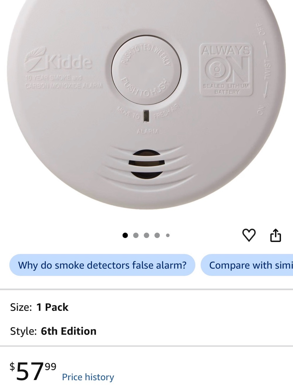 Kidde Combo Smoke&CO Alarm Hardwired 10 Yr  Backup Battery Voice Message Sys AA